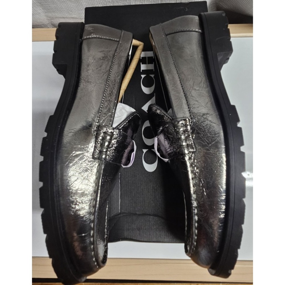 COACH Women's Jolene Loafer, Anthracite metallic leather upper ‎ woman Sz 7B - Picture 5 of 7